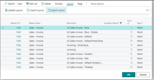 Dynamics 365 Business Central Custom Layout